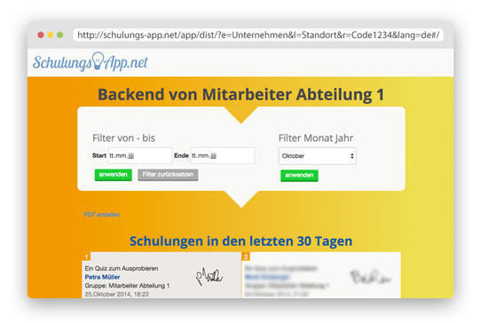 Der Auswertungszugriff kann auch gruppenweise erfolgen, aber auch mit Zugriff auf alle Gruppen eines Standorts.