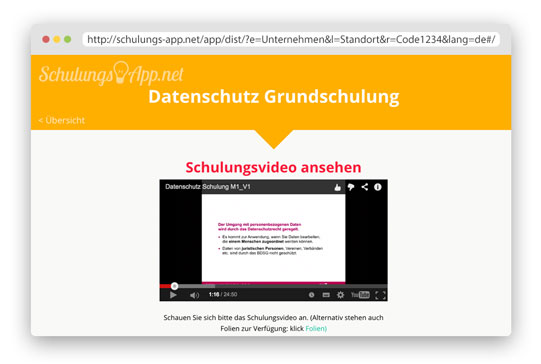 In den Schulungsvideos erklärt ein Sprecher die Folien und sensibilisiert für die wesentlichen Aspekte.